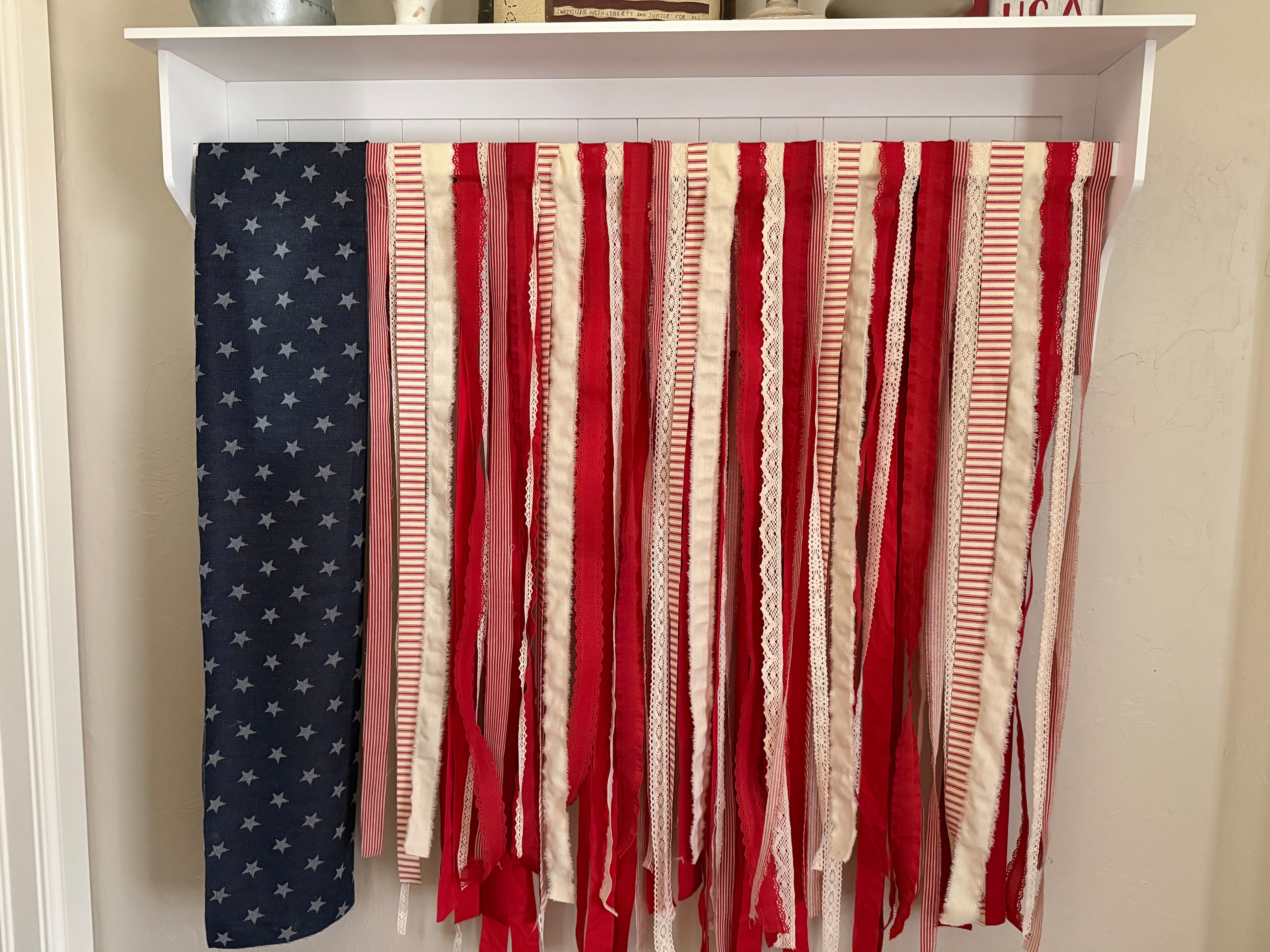 Handmade Hanging Fabric American Flag