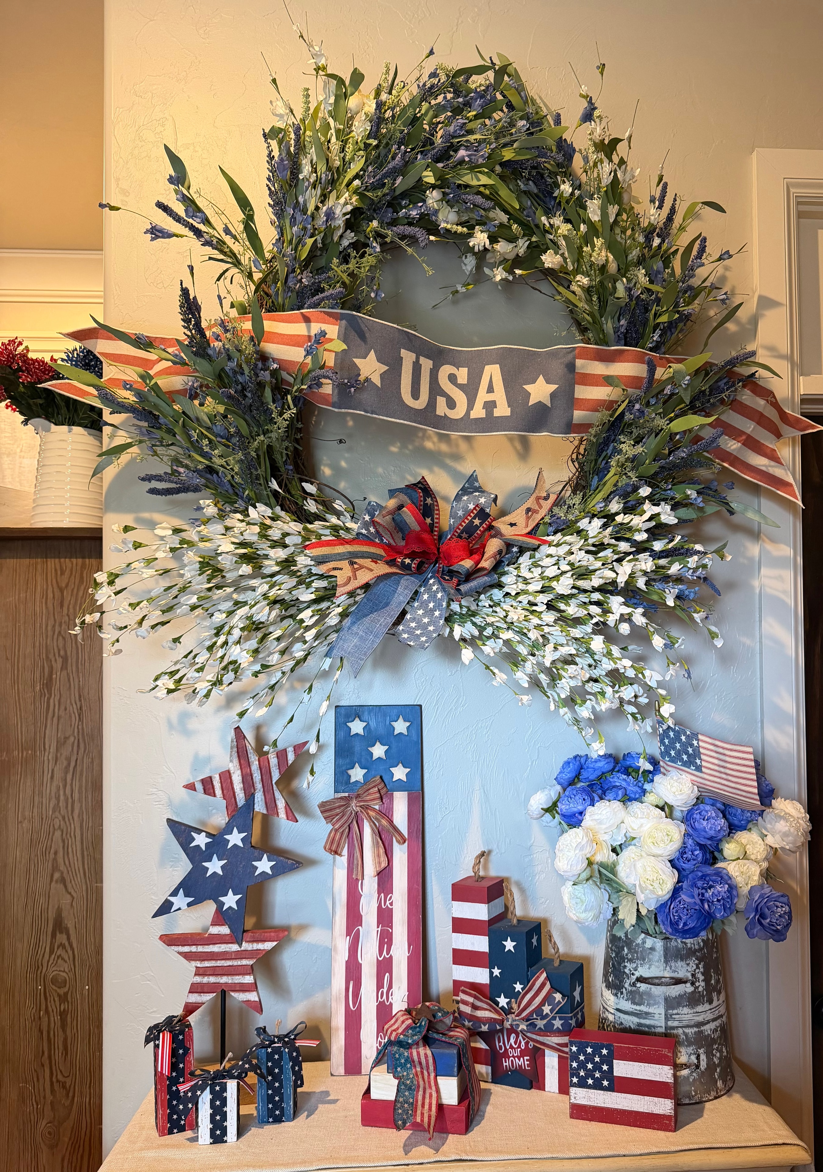 Red, White & Blue Grapevine Wreath